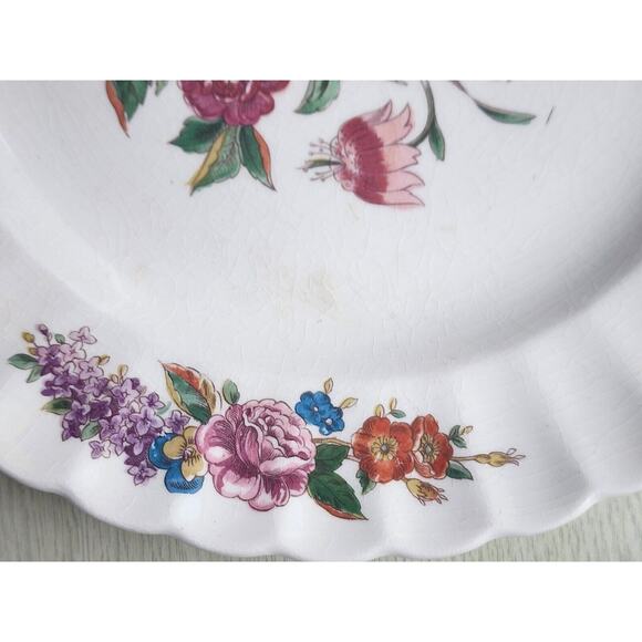 LIMOGES AMERICAN WALES-Dinner Plate-Floral-Scalloped Edges - Picture 5 of 9